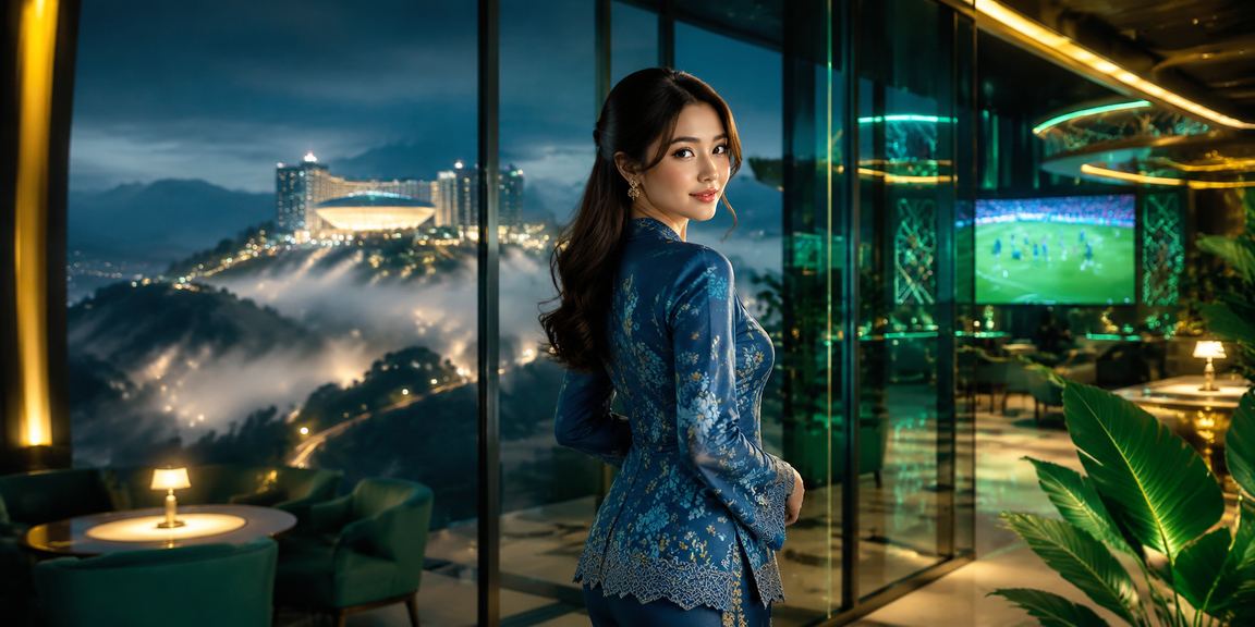 Suasana kasino langsung bertemakan Genting Highlands dengan pakaian baju kurung
