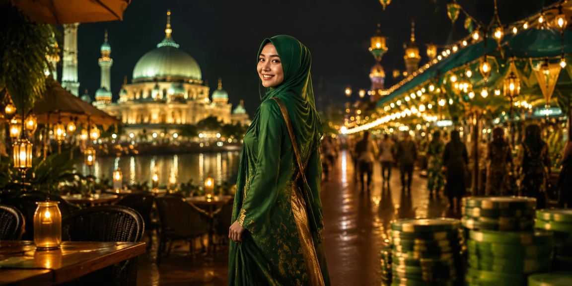 Suasana pertaruhan kasino bergaya Melayu di kawasan Putrajaya Malaysia